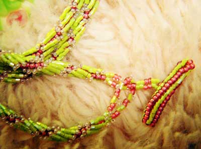 Green and Pink Necklace Closeup